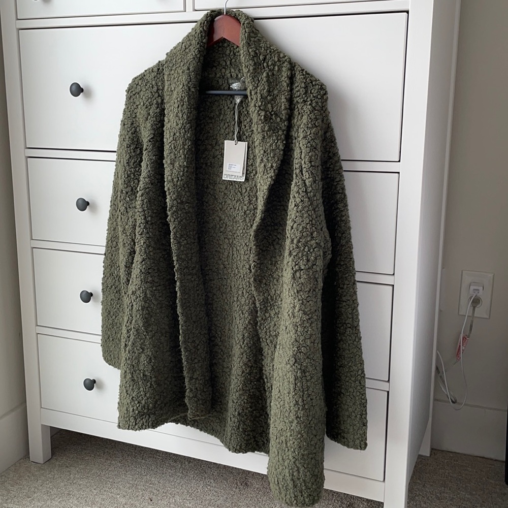Barefoot Dreams Army Green Shawl Cardigan